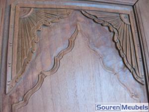 Oud antiek teakhouten deuren en kozijn, prachtig houtsnijwerk (9)